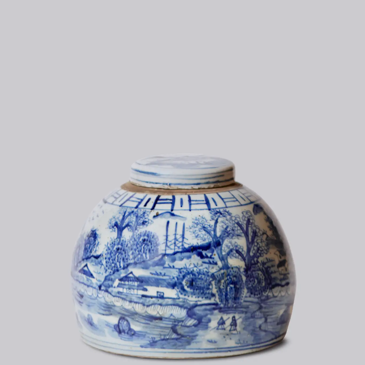 Blue & White Landscape Jar