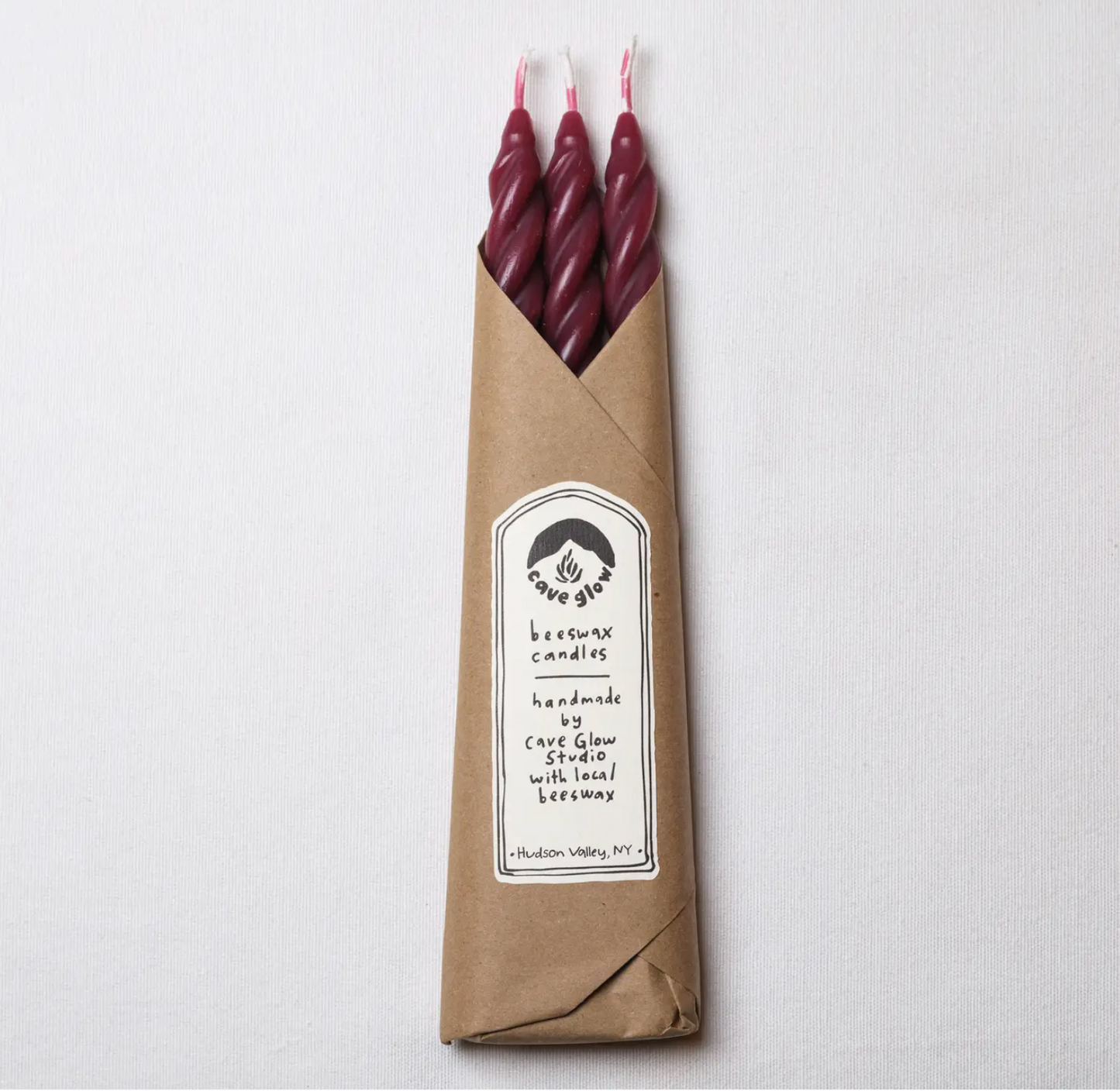 Plum Beeswax Taper Candles Set of 3