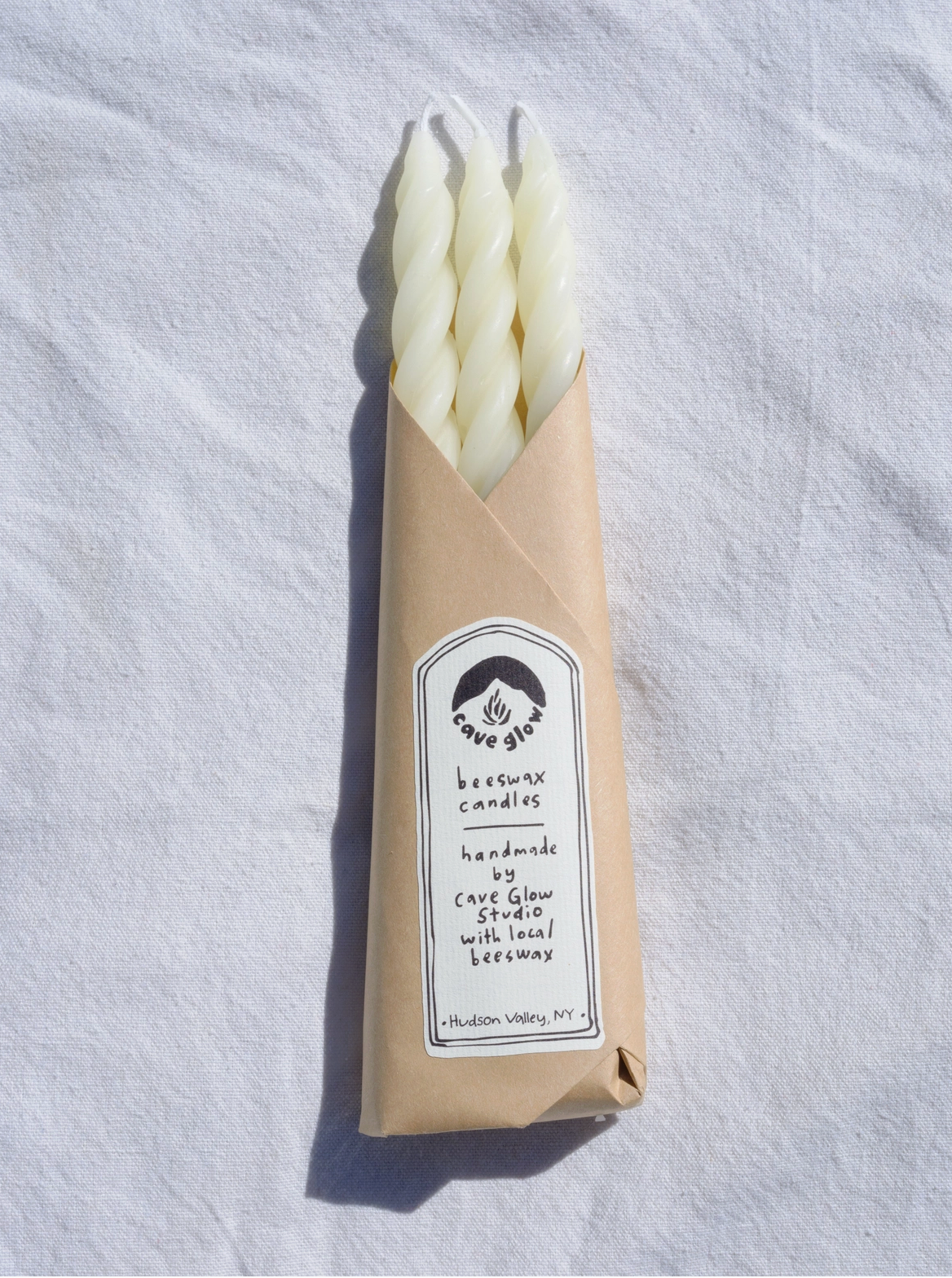 White Beeswax Taper Candles Set of 3