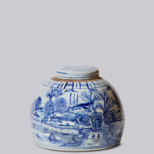 Blue & White Landscape Jar