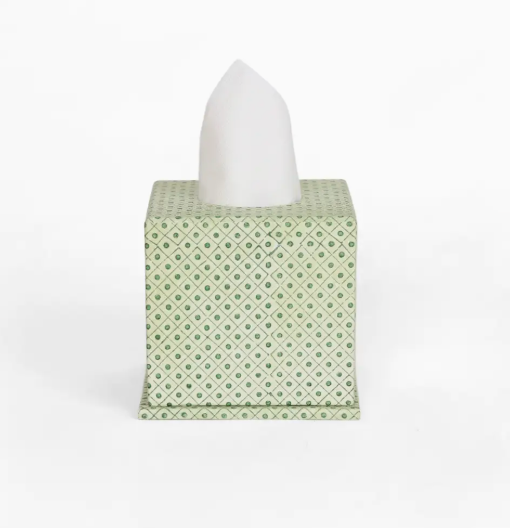 Tissue Box Dot & Grid Green