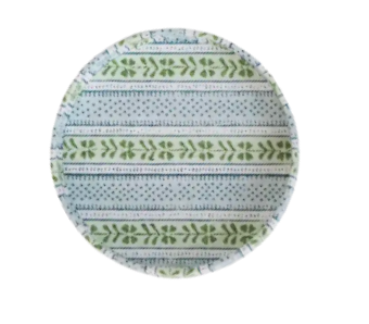Small Block-Printed Round Desk Tray- Mint-Sky Rhea