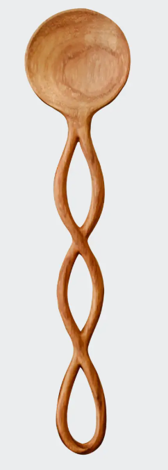 Twisted Handle Wooden Spoon 12"
