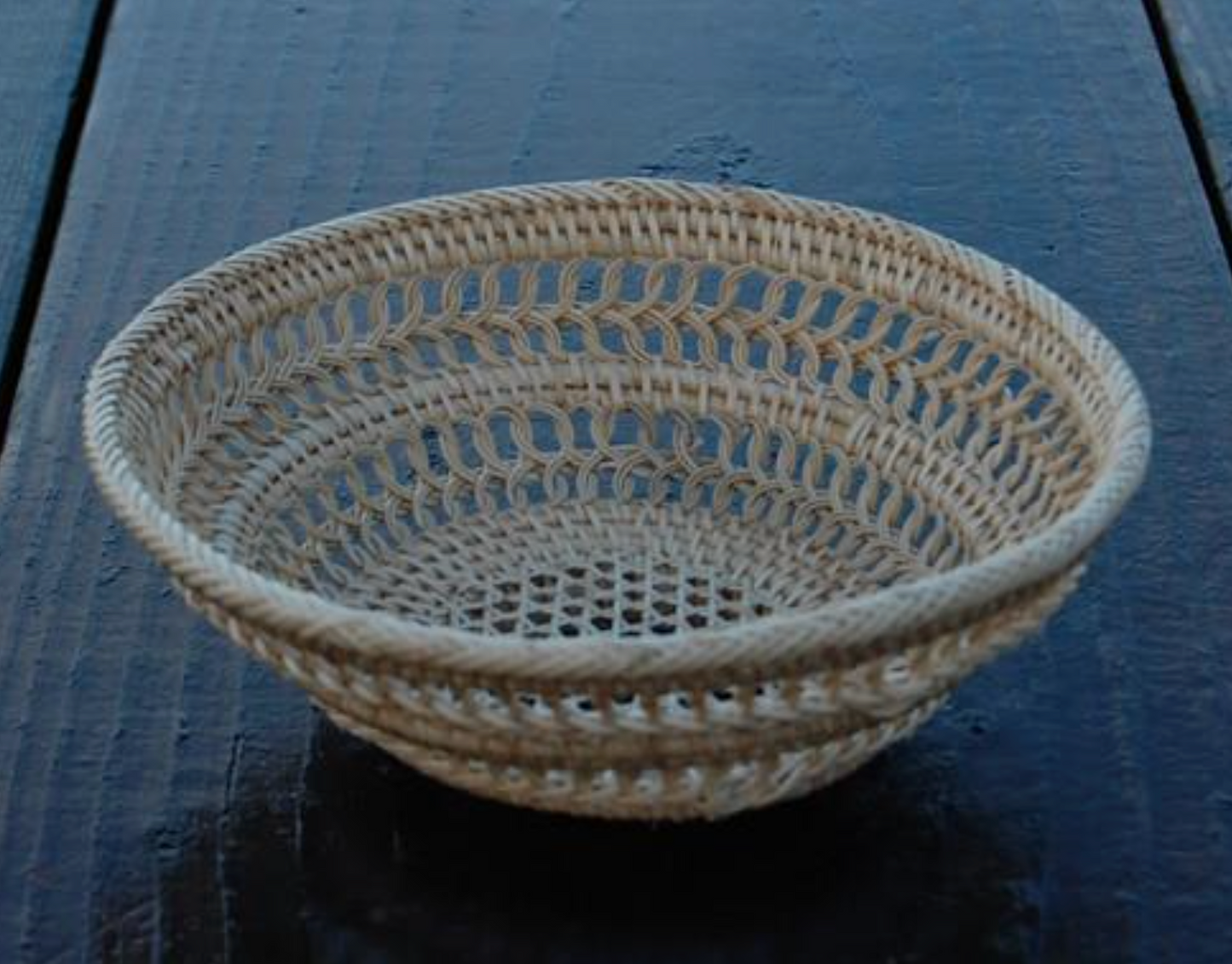 Petite round rattan mesh caning tray dish