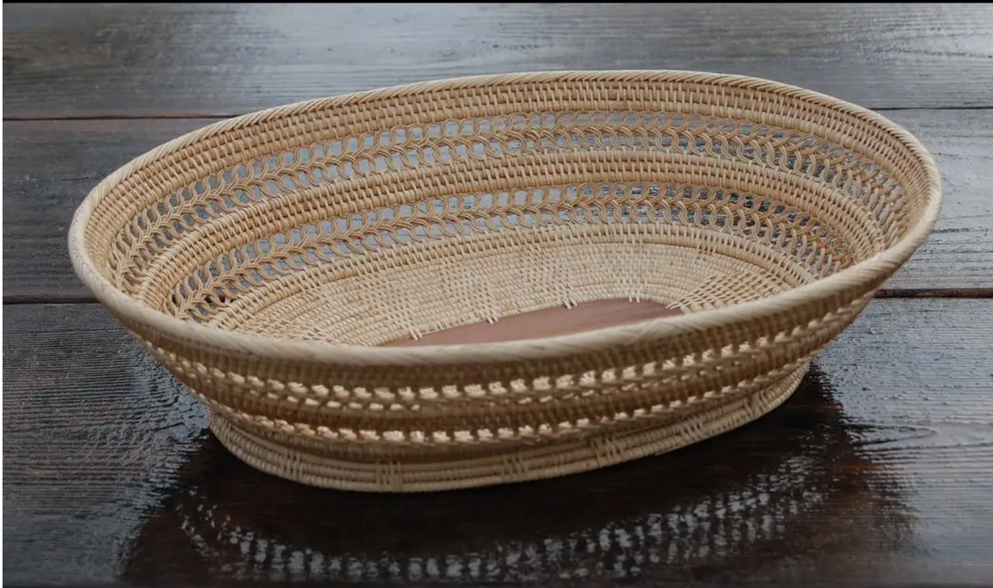 Oval Fruit Basket w/ Palm Leaf Center