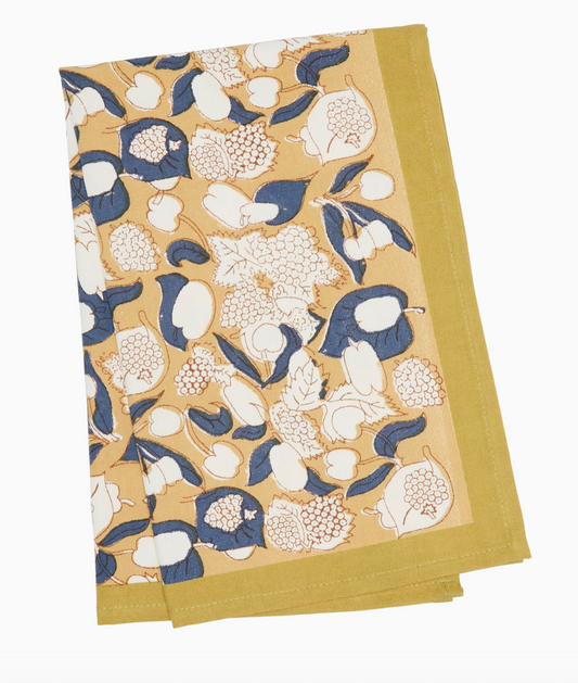Forest Harvest Mustard & Blue Tea Towel