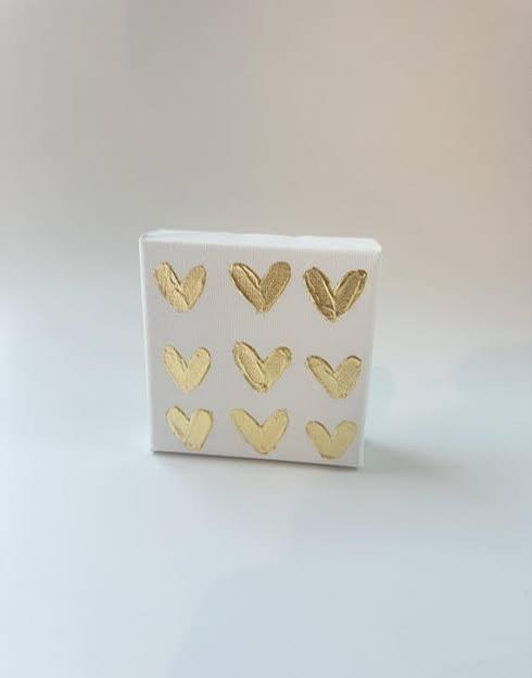 Mini White and Gold Heart Canvas
