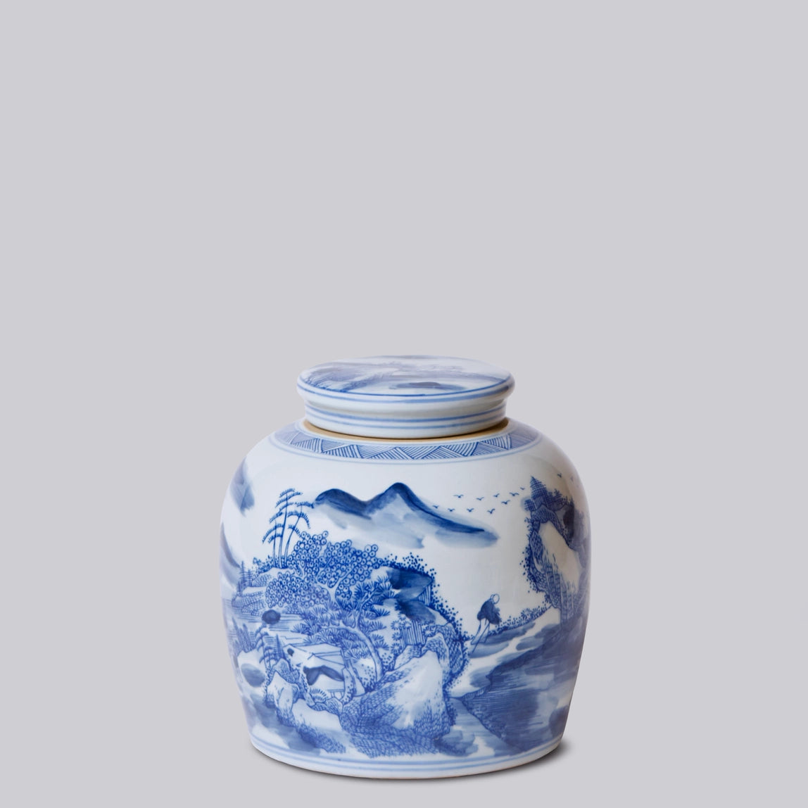 Medium Blue & White Lidded Jar